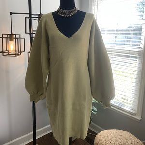Light Green Puff Sleeve Sweater Dress Size 1X